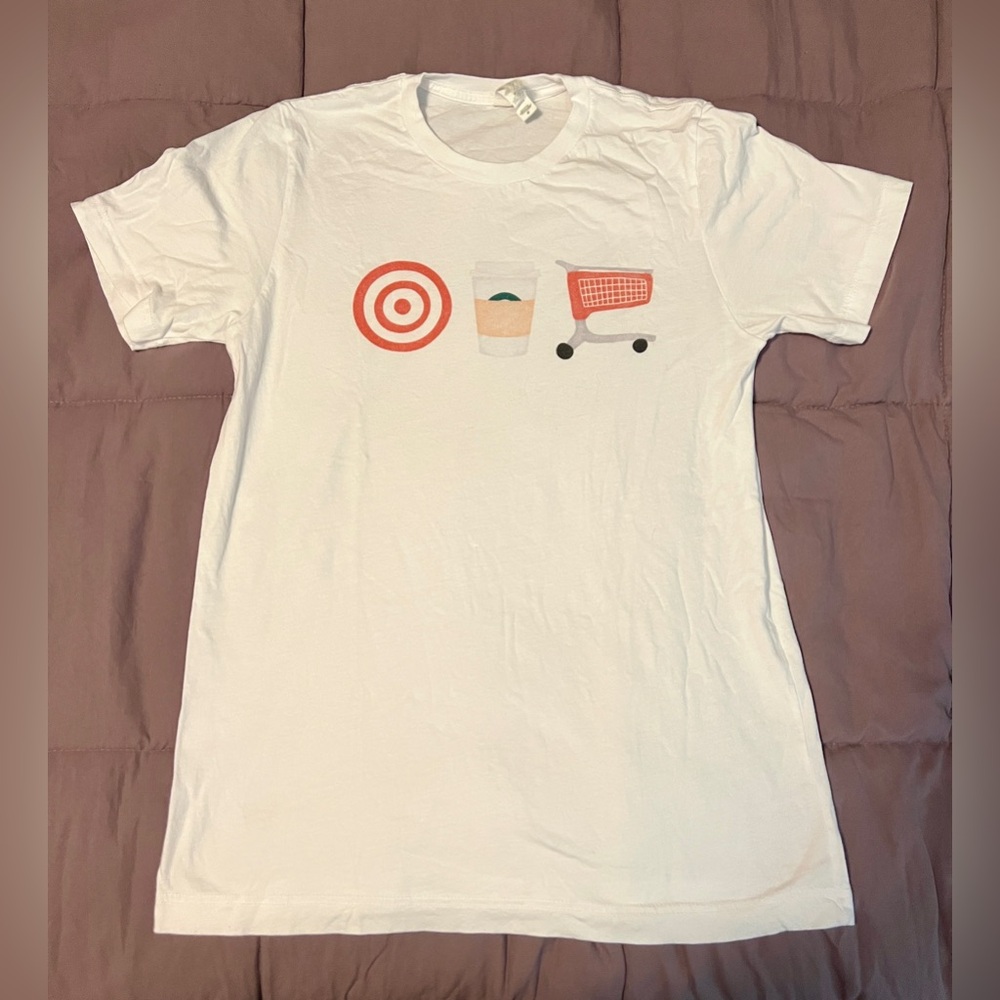 Target Starbucks Shopping Bullseye White T-Shirt Cotton Medium NWOT